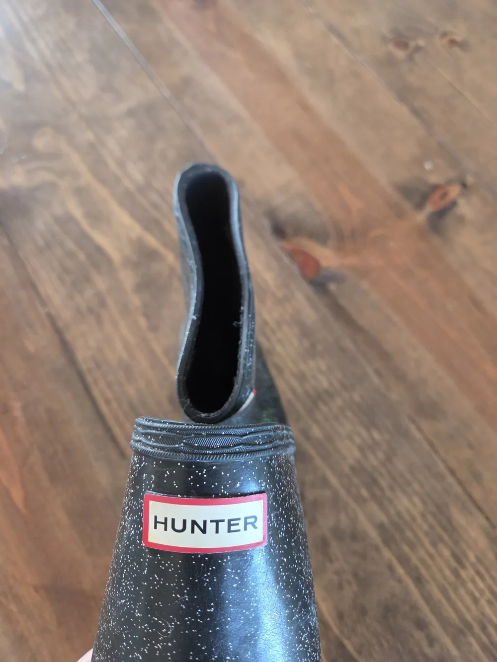 Hunter Kids Black Glitter Rain Boots